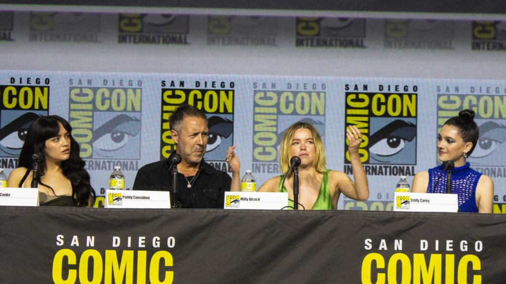 Olivia Cooke, Paddy Considine, Milly Alcock, and Emily Carey at San Diego Comic-Con 2022 (House of the Dragon panel)