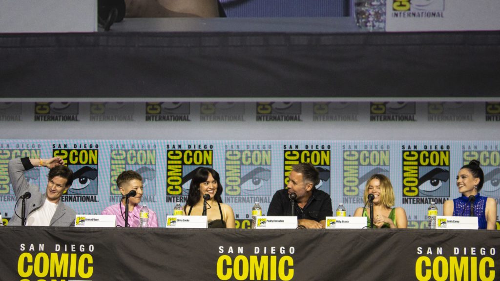 Matt Smith, Emma D'Arcy, Olivia Cooke, Paddy Considine, Milly Alcock, and Emily Carey at San Diego Comic-Con 2022 (House of the Dragon panel)