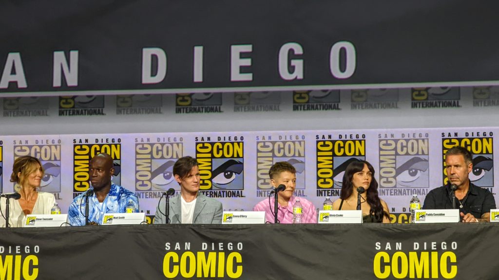 Eve Best, Steve Toussaint, Matt Smith, Emma D'Arcy, Olivia Cooke, and Paddy Considine at San Diego Comic-Con 2022