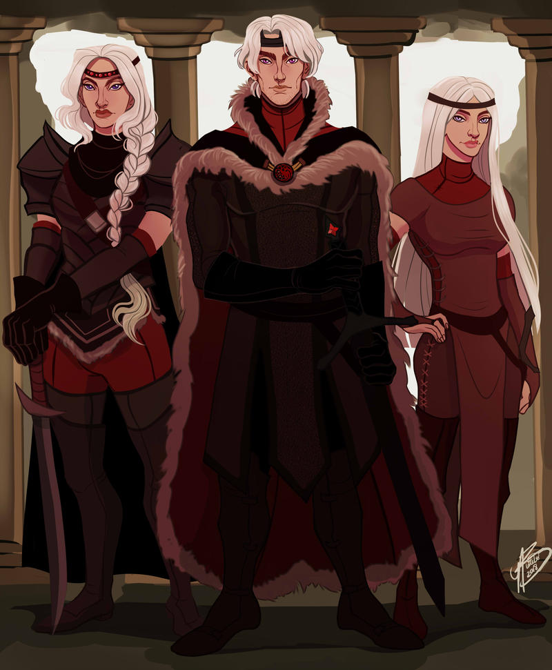 Visenya, Aegon, and Rhaenys by NaomiMakesArt