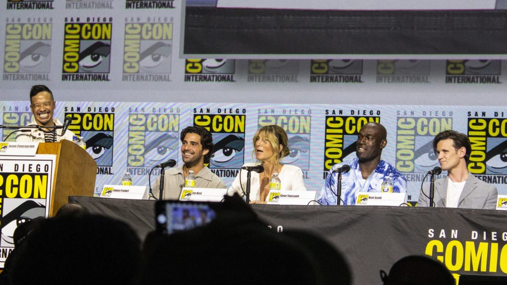 Jason Concepcion, Fabien Frankel, Eve Best, Steve Toussaint, and Matt Smith at San Diego Comic-Con 2022 (House of the Dragon panel)