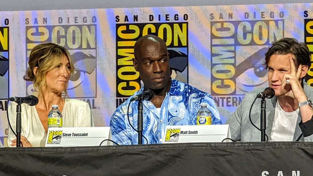 Eve Best, Steve Toussaint, and Matt Smith at San Diego Comic-Con 2022