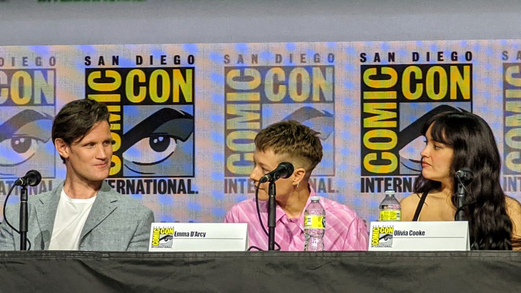 Matt Smith, Emma D'Arcy, and Olivia Cooke at San Diego Comic-Con 2022
