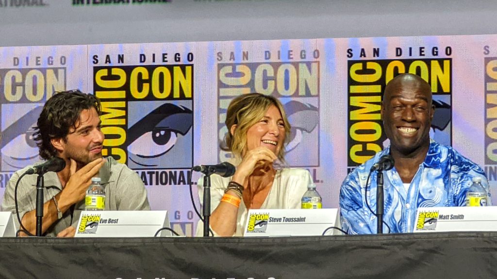 Fabien Frankel, Eve Best, and Steve Toussaint at San Diego Comic-Con 2022