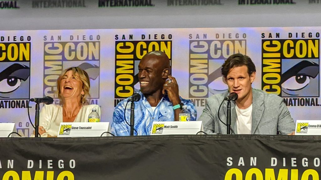 Eve Best, Steve Toussaint, and Matt Smith at San Diego Comic-Con 2022